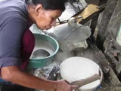 Preparing Khmer edible rice paper - if you think your job is hard check this