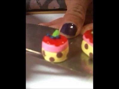 Sweet Desert Cherry blueberry cake fimo. polymer clay tutorial