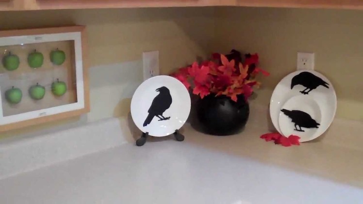 Thrifty Halloween Fall Decor Silhouettes and Skull display