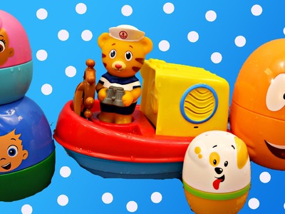 Bubble Guppies Surprise Eggs & Daniel Tiger's Neighborhood Bath Toy Boat DisneyCarToys