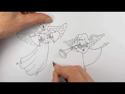 How to draw Christmas Angels