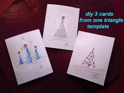 Make 3 CHRISTMAS CARDS of trees from one triangle template, cardmaking