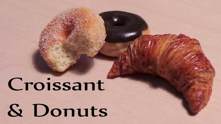 Miniature Cafe: Croissant & Donut from polymer clay tutorial