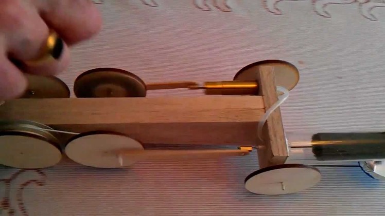 Stirling Dragster. Hot Air Car. Homemade Traction Engine of Wood, Brass & Test Tube. Video