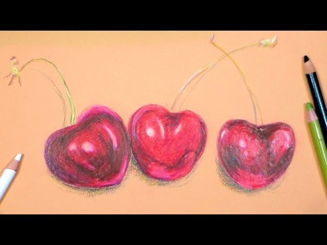 How to Draw and Color Cherries with Colored Pencils