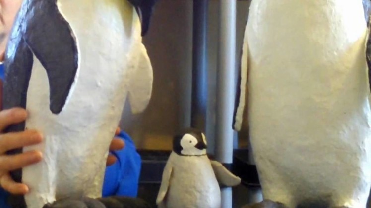 Paper Mache Penguin Family