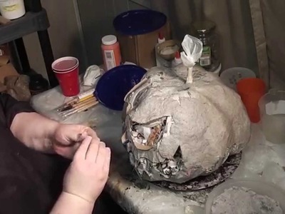 Paper Mache Pumpkins- 7 - Face Prep