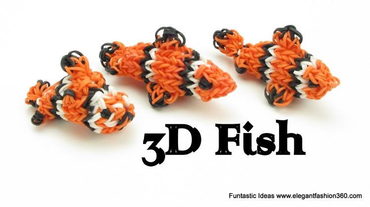 Rainbow Loom Fish.Clown Fish.Finding Nemo 3D Charm - How to