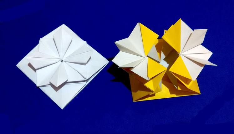 Gift Box with flower and secret message inside. Origami Card. Ideas for Easter gift