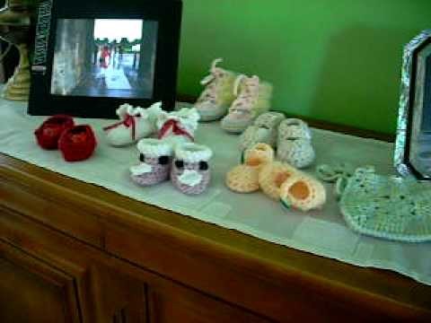Maria's Hand crocheted Baby Shoes and Afghan Blanket