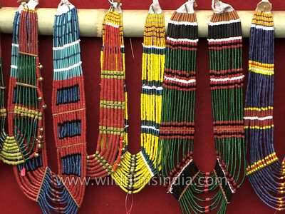 Multi coloured Naga bead necklaces and accessories on sale