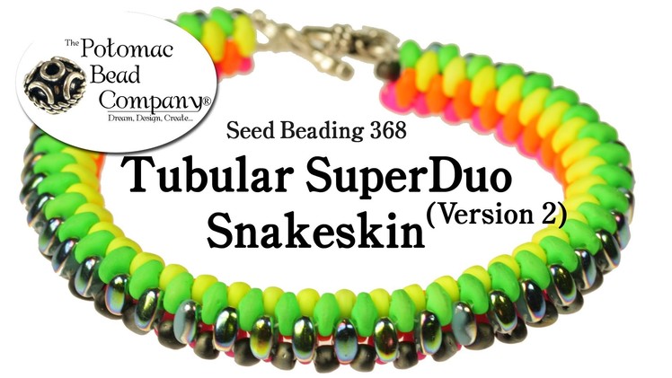 Tubular SuperDuo Snakeskin Bracelet (Version 2) - Seed Bead 368