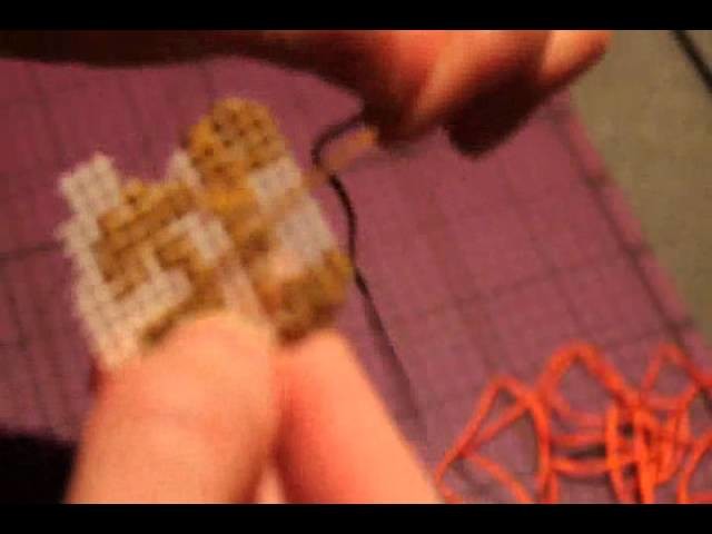 Cross Stitching video game sprites onto plastic canvas
