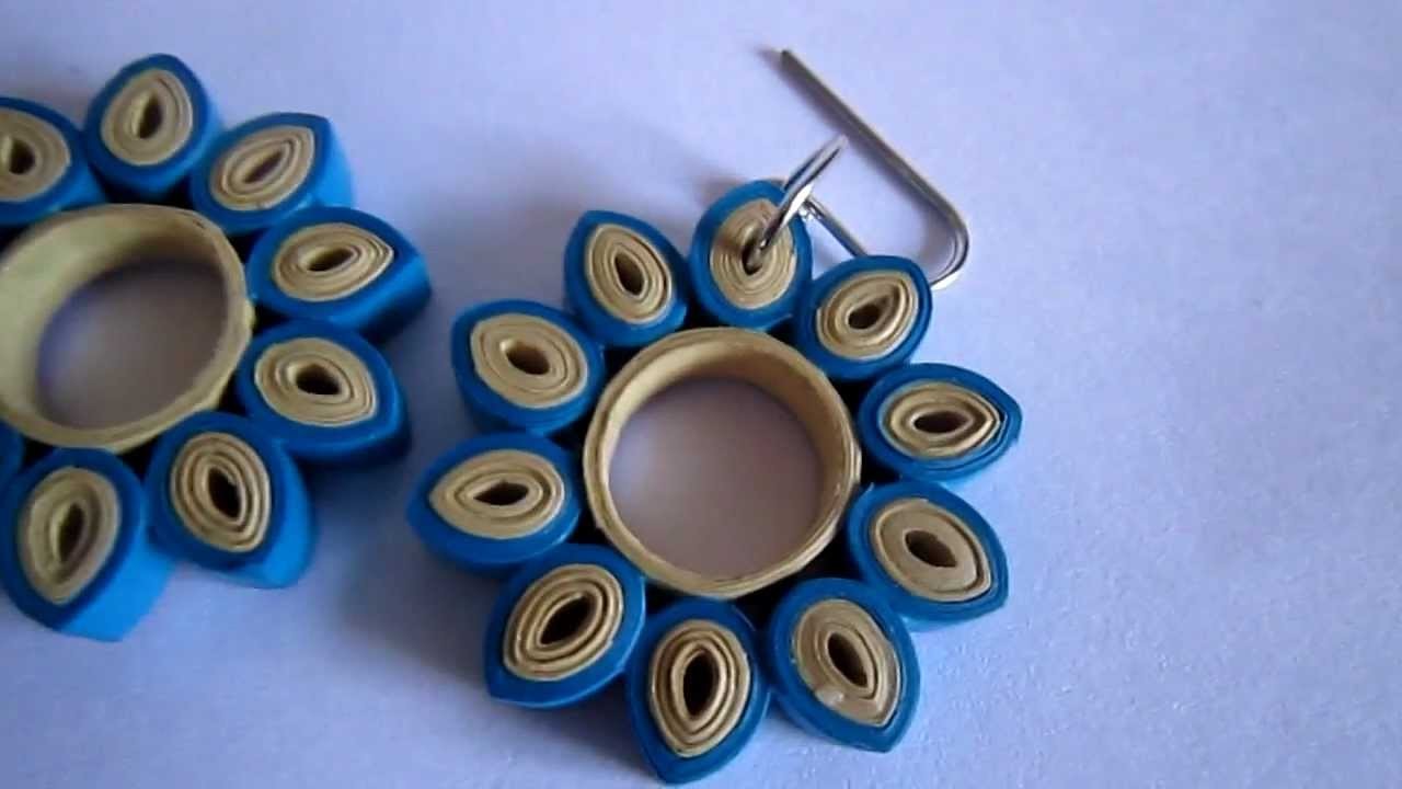 Handmade Paper Quilling Earrings Oval Tilted