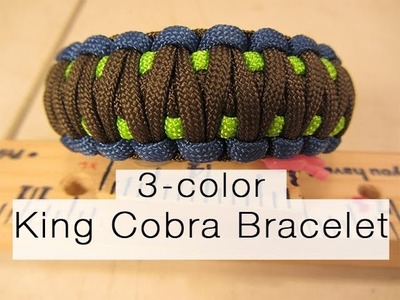 How To Make A King Cobra Paracord Bracelet (3-color!)