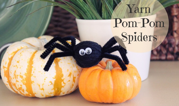 Make Yarn Pom Pom Spiders for Halloween