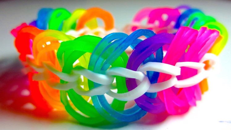 Rainbow Loom Bracelet Triple Link Chain without Loom. with Two Pencils EASY