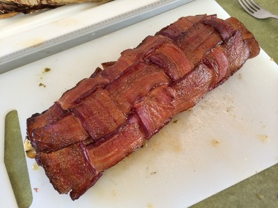Smoked Bacon Weave Wrapped Stuffed Sausage Roll