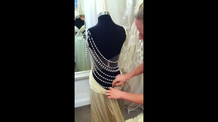 Dimitria Couture 'Mimi' gown in Latte. Gown draping instruction