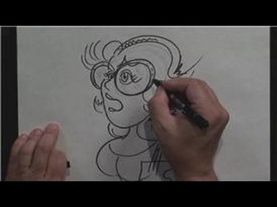 Drawing Cartoons : How to Draw a Cartoon Caricature of a Woman With Glasses