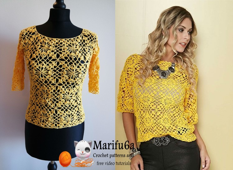 How to crochet yellow top blouse free tutorial pattern all sizes by marifu6a