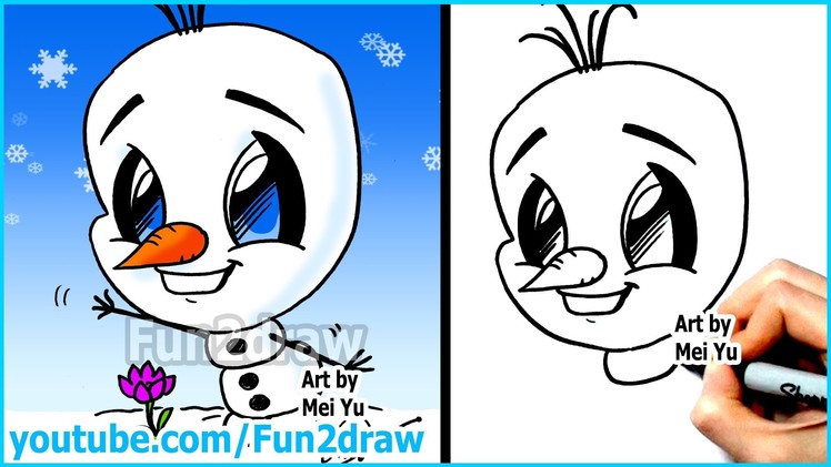 How to Draw Disney Characters - Olaf from Frozen - Fun2draw cartoon drawing