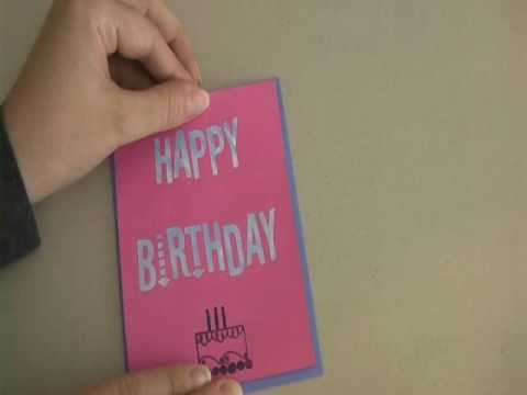Birthday card with freezer paper stencil design and acrylic paint
