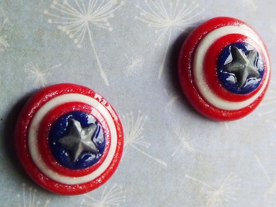 Captain America's Shield EARRINGS!! [STUDS] -Polymer Clay Tutorial
