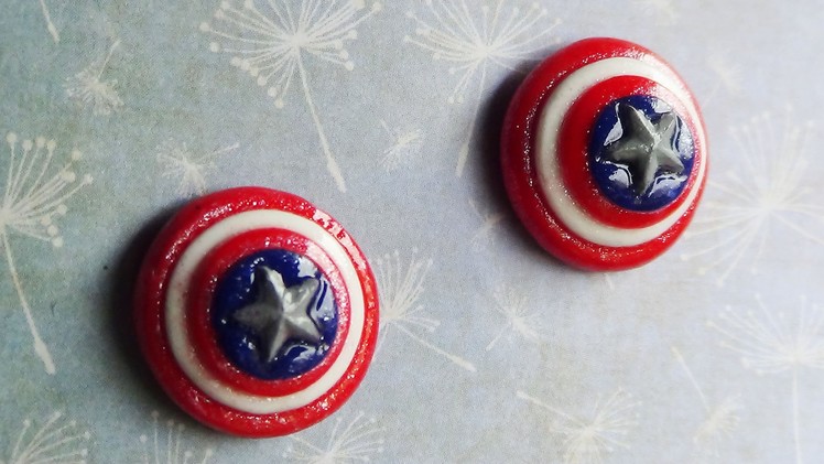 Captain America's Shield EARRINGS!! [STUDS] -Polymer Clay Tutorial