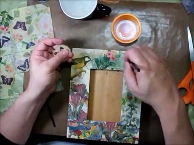 Collaging a Frame with Paper Napkins and Perfect Paper Adhesive (PPA) from USArtQuest