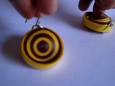 Handmade Paper Quilling Earrings - Tilted Round