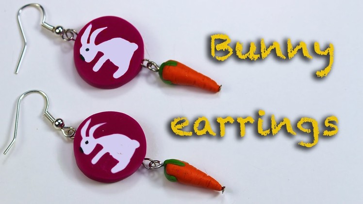 How to make a bunny cane . Polymer clay earrings. Fimo Tutorial.