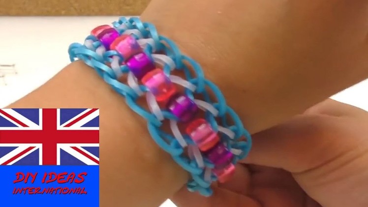 How to make a dragon scale loom band bracelet with beads? Tutorial DIY