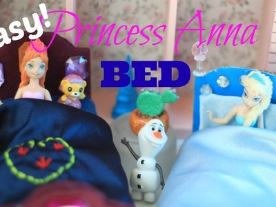 How to make a Princess Anna doll bed for small Magic Clip Doll Disney Frozen Doll Tutorial