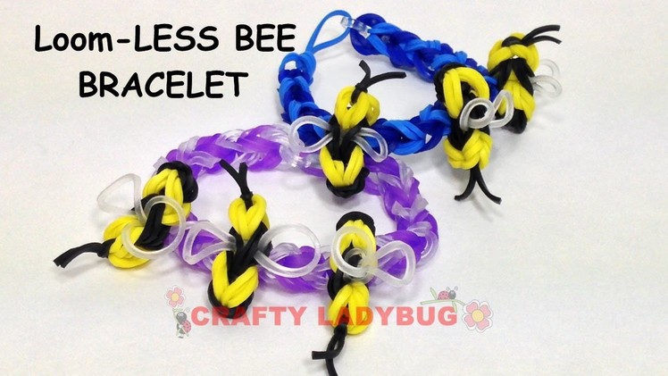 NEW Rainbow Loom-LESS BEE as a Bracelet  EASY Charm Tutorials by Crafty Ladybug.How to DIY