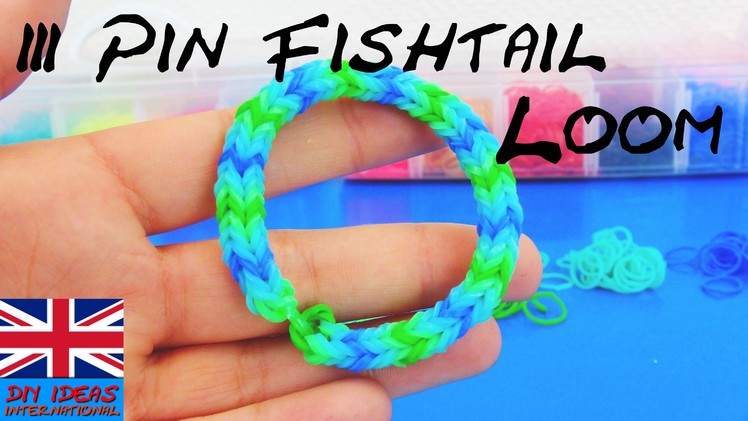 Rainbow Loom Bracelet 3- Pin Fishtail easy tutorial how to with fork