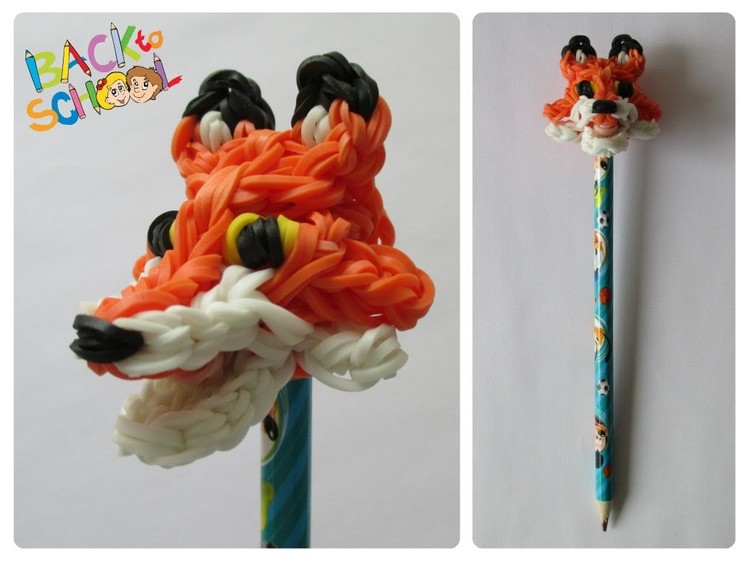 Rainbow Loom fox pencil topper Loombicious