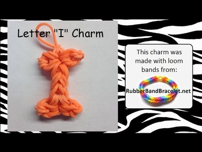 Rainbow Loom Letter I Loom Band Charm - Made Using RubberBandBracelet Loom Bands