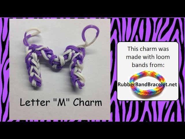 Rainbow Loom Letter M Loom Band Charm - Made Using RubberBandBracelet Loom Bands