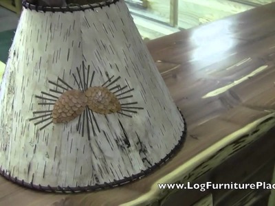 White Birch Bark & Pine Cone Lampshade | Rustic Decor at JHE's Log Furniture Place