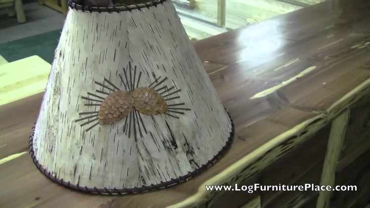 White Birch Bark & Pine Cone Lampshade | Rustic Decor at JHE's Log Furniture Place