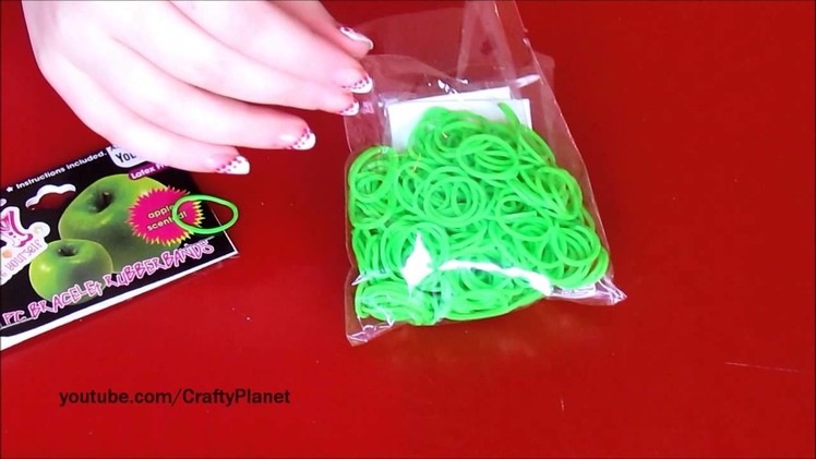 GREEN APPLE Scented Rainbow Loom Rubber Band Haul - Rubber Band Bracelets, Rings, Charms