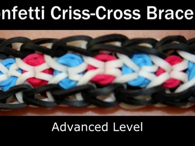 How to make a Rubber Band Confetti Criss Cross Bracelet - Hard Level