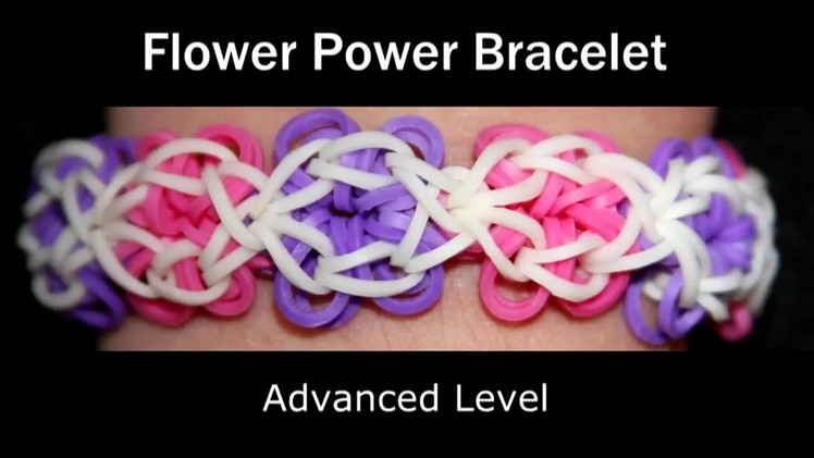 How to make a Rubber Band Flower Power Bracelet - Hard Level