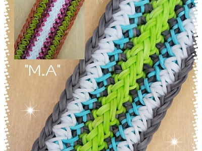 "MA" Rainbow Loom Bracelet.How To Tutorial