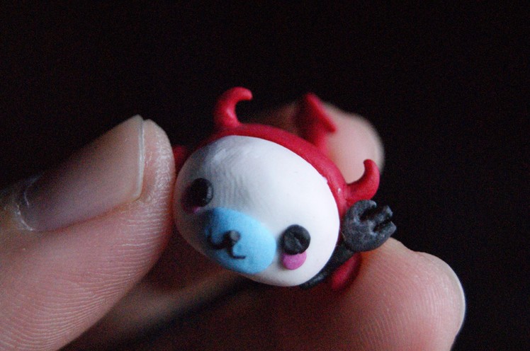 Mamegoma in Devil Suit: Polymer Clay (HALLOWEEN)