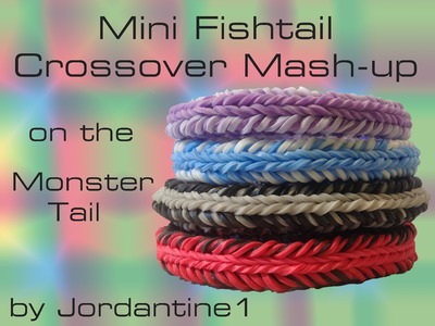 Mini Fishtail Crossover Mash-Up Reversible Bracelet- Monster Tail -Rainbow Loom, Finger Loom