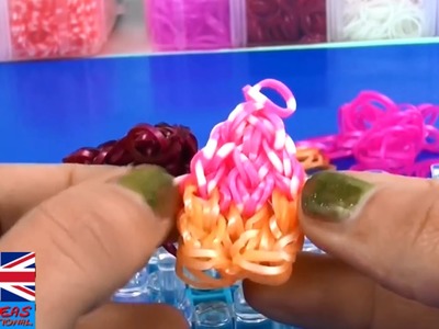 Rainbow loom charms cupcake easy tutorial - How to make Cupcakes with rubber bands