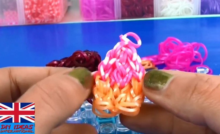 Rainbow loom charms cupcake easy tutorial - How to make Cupcakes with rubber bands