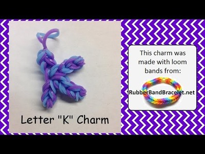 Rainbow Loom Letter K Loom Band Charm - Made Using RubberBandBracelet Loom Bands
